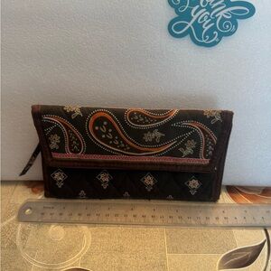 Elegant Paisley Wallet in Black and Brown